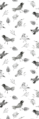 Store occultant fenetre avec des oiseaux et des feuilles dessinés