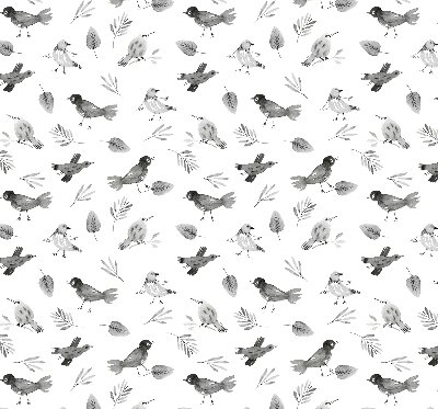 Store occultant fenetre avec des oiseaux et des feuilles dessinés
