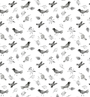 Store occultant fenetre avec des oiseaux et des feuilles dessinés