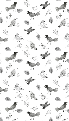 Store occultant fenetre avec des oiseaux et des feuilles dessinés