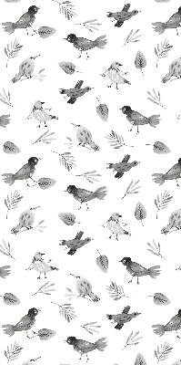 Store occultant fenetre avec des oiseaux et des feuilles dessinés