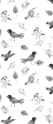 Store occultant fenetre avec des oiseaux et des feuilles dessinés