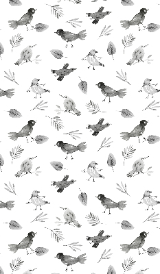 Store occultant fenetre avec des oiseaux et des feuilles dessinés