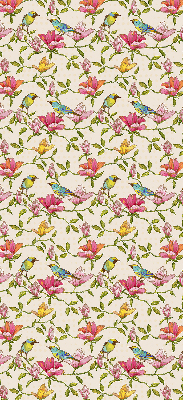 Store occultant fenetre avec motif d'oiseaux sur les fleurs