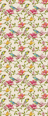 Store occultant fenetre avec motif d'oiseaux sur les fleurs