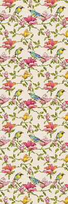 Store occultant fenetre avec motif d'oiseaux sur les fleurs