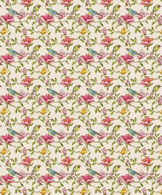 Store occultant fenetre avec motif d'oiseaux sur les fleurs