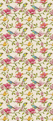Store occultant fenetre avec motif d'oiseaux sur les fleurs