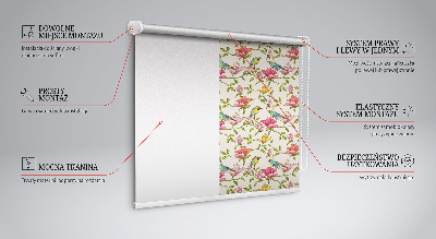 Store occultant fenetre avec motif d'oiseaux sur les fleurs