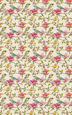 Store occultant fenetre avec motif d'oiseaux sur les fleurs