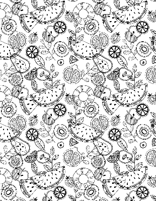 Store occultant avec motif de fruits dessinés