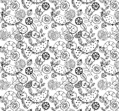 Store occultant avec motif de fruits dessinés
