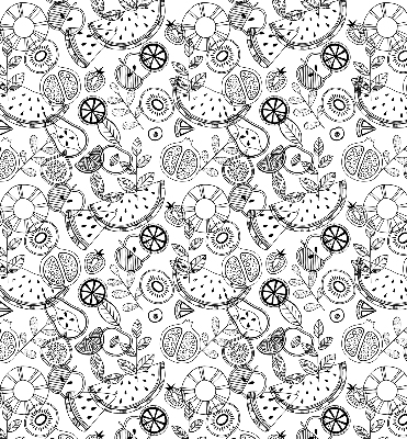 Store occultant avec motif de fruits dessinés