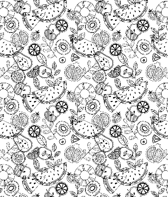 Store occultant avec motif de fruits dessinés