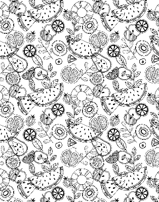 Store occultant avec motif de fruits dessinés