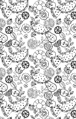 Store occultant avec motif de fruits dessinés