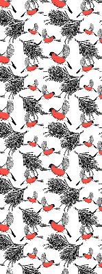 Store enrouleur occultant avec motif d’oiseaux bouvreuils