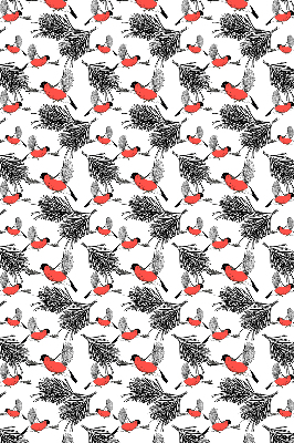 Store enrouleur occultant avec motif d’oiseaux bouvreuils