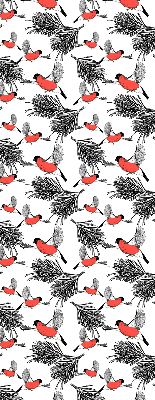 Store enrouleur occultant avec motif d’oiseaux bouvreuils