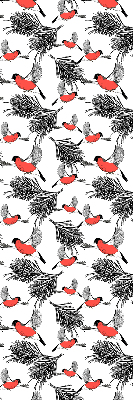 Store enrouleur occultant avec motif d’oiseaux bouvreuils