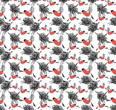 Store enrouleur occultant avec motif d’oiseaux bouvreuils