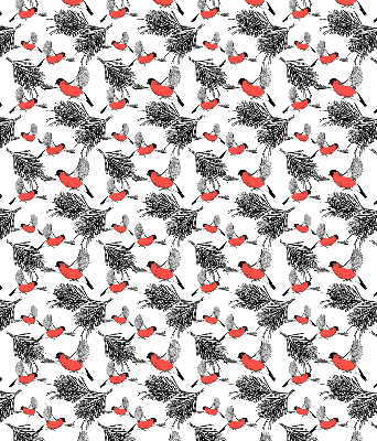 Store enrouleur occultant avec motif d’oiseaux bouvreuils