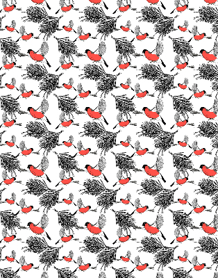 Store enrouleur occultant avec motif d’oiseaux bouvreuils