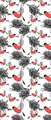 Store enrouleur occultant avec motif d’oiseaux bouvreuils