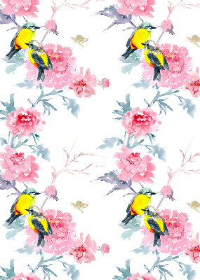 Store occultant fenêtre avec motif d'oiseaux sur des fleurs