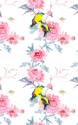 Store occultant fenêtre avec motif d'oiseaux sur des fleurs