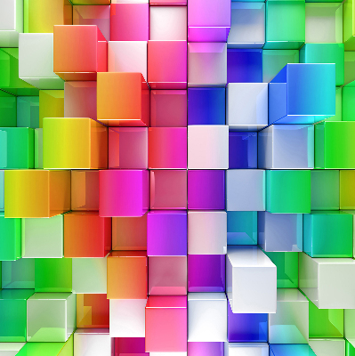 Store occultant fenêtre cubes 3D colorés