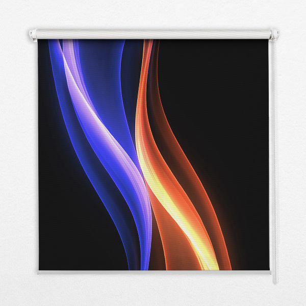 Store occultant fenêtre avec animation orange et bleue