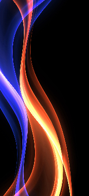 Store occultant fenêtre avec animation orange et bleue