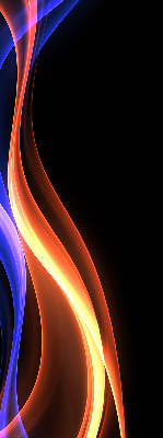 Store occultant fenêtre avec animation orange et bleue