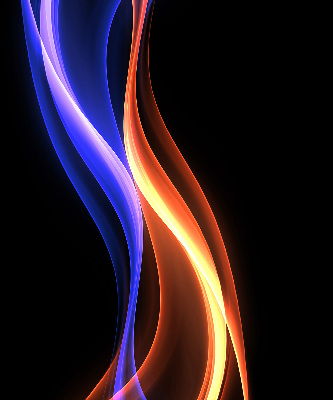 Store occultant fenêtre avec animation orange et bleue