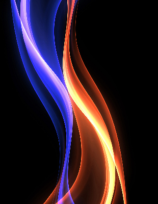Store occultant fenêtre avec animation orange et bleue