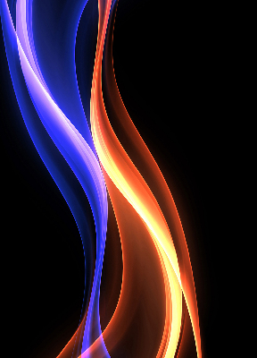 Store occultant fenêtre avec animation orange et bleue