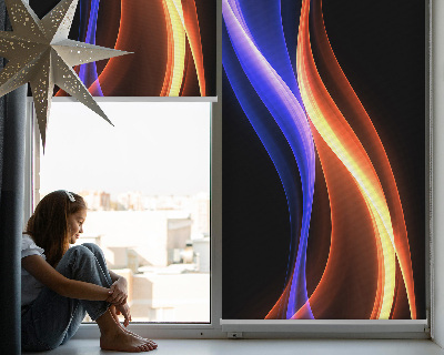 Store occultant fenêtre avec animation orange et bleue