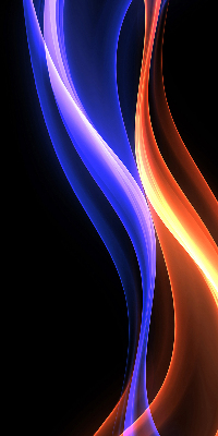 Store occultant fenêtre avec animation orange et bleue