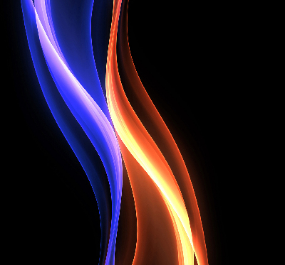 Store occultant fenêtre avec animation orange et bleue