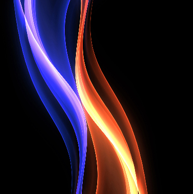 Store occultant fenêtre avec animation orange et bleue