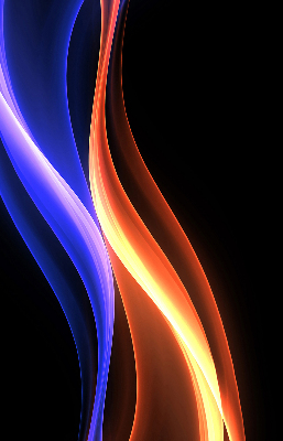 Store occultant fenêtre avec animation orange et bleue