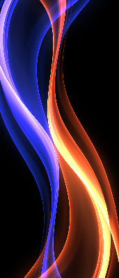 Store occultant fenêtre avec animation orange et bleue