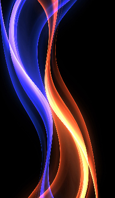 Store occultant fenêtre avec animation orange et bleue