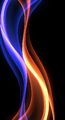 Store occultant fenêtre avec animation orange et bleue