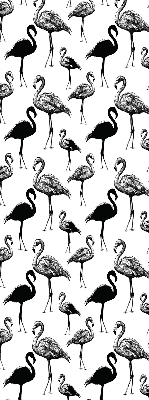Store fenêtre intérieur avec flamants roses noirs