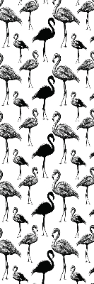 Store fenêtre intérieur avec flamants roses noirs