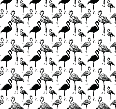 Store fenêtre intérieur avec flamants roses noirs