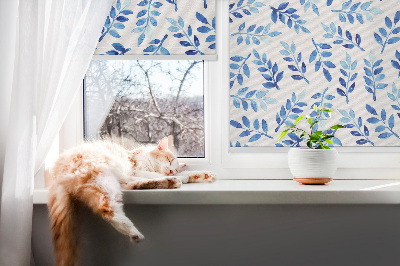 Store occultant fenetre feuilles bleues