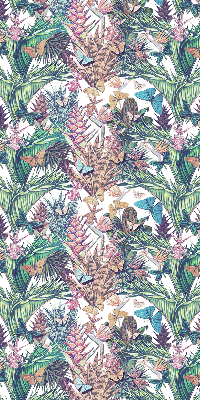 Store occultant fenêtre avec motif de papillons sur les fleurs